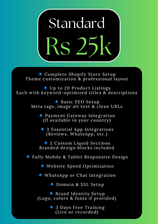 Shopify Store Design & Setup Plans